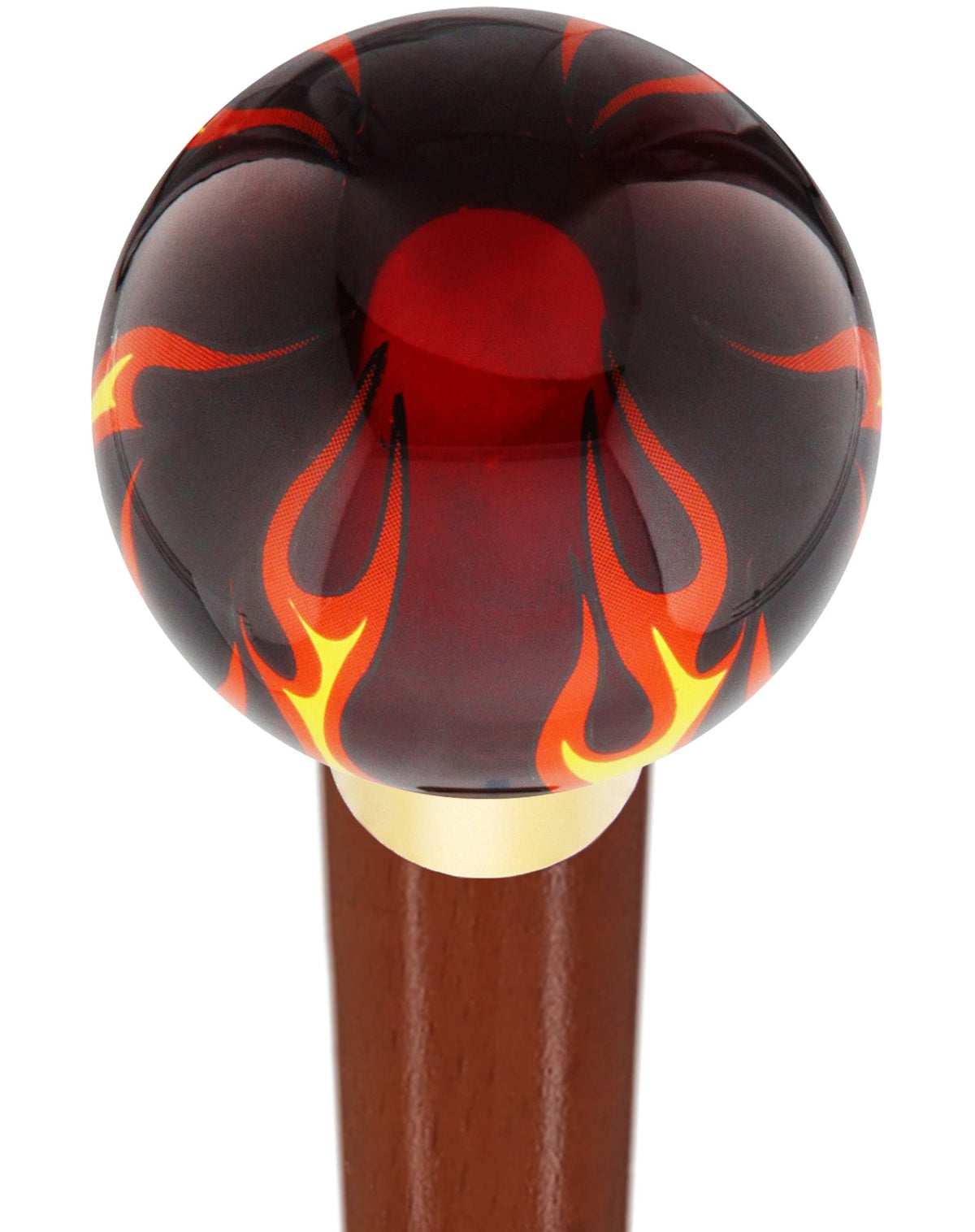 Burst of Flames Red Transparent Round Knob Cane w/ Custom Wood Shaft & Collar Brown Beechwood Skull Walking Canes Dragon Walking Canes - Tophatter Daily Deals