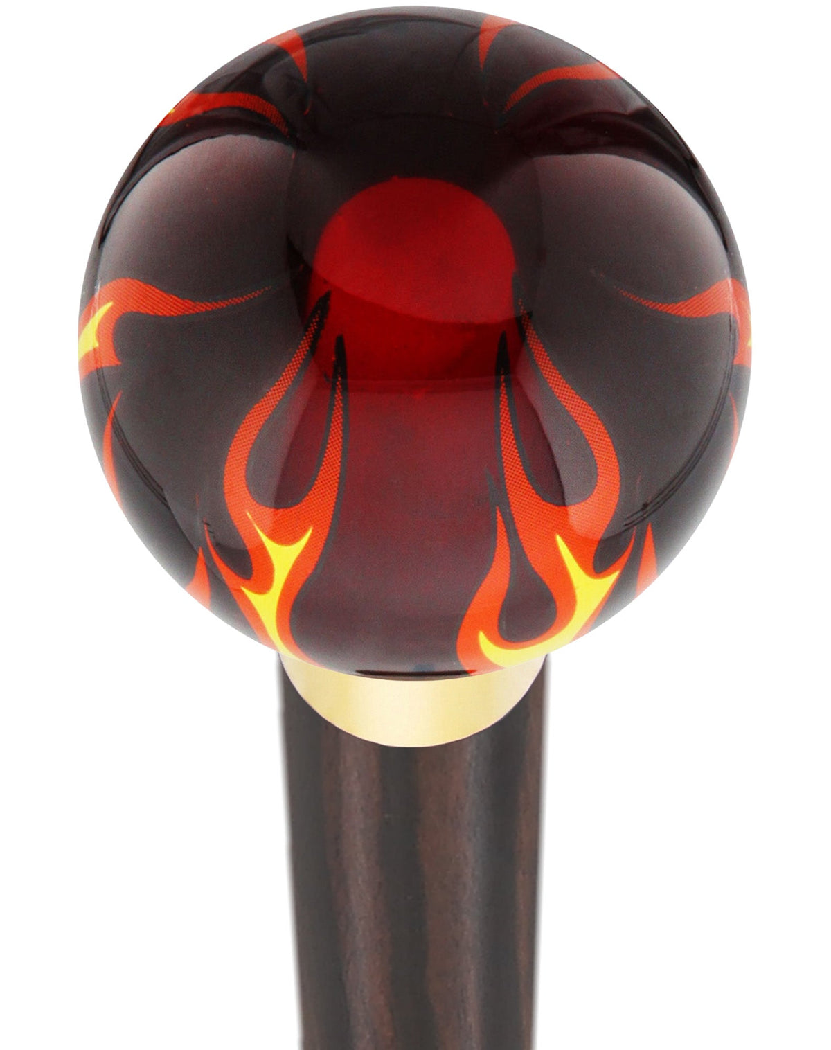 Burst of Flames Red Transparent Round Knob Cane w/ Custom Wood Shaft & Collar Genuine Ebony (+$170.00) Skull Walking Canes Dragon Walking Canes - Tophatter Daily Deals