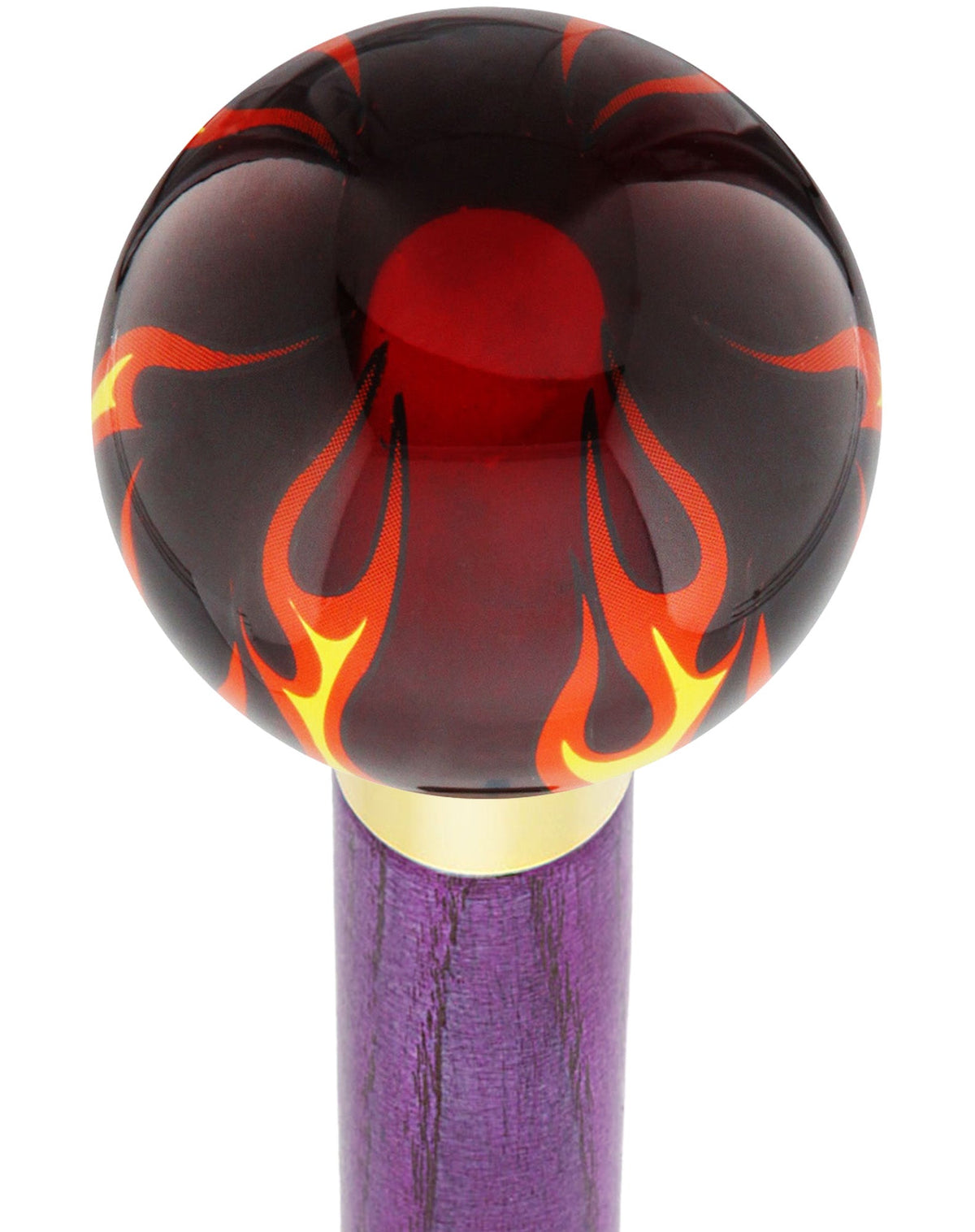 Burst of Flames Red Transparent Round Knob Cane w/ Custom Color Ash Shaft & Collar Purple Skull Walking Canes Dragon Walking Canes - Tophatter Daily Deals