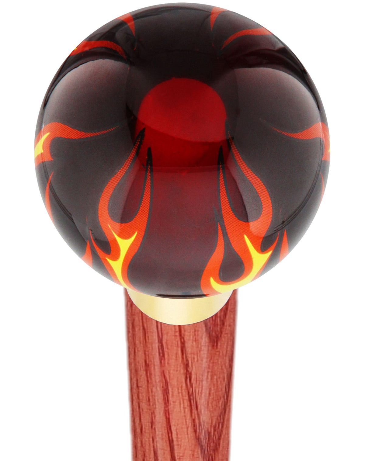 Burst of Flames Red Transparent Round Knob Cane w/ Custom Color Ash Shaft & Collar Red Skull Walking Canes Dragon Walking Canes - Tophatter Daily Deals