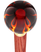 Burst of Flames Red Transparent Round Knob Cane w/ Custom Color Ash Shaft & Collar Red Skull Walking Canes Dragon Walking Canes - Tophatter Daily Deals