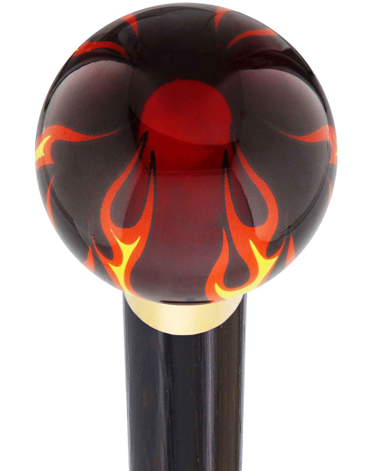 Burst of Flames Red Transparent Round Knob Cane w/ Custom Wood Shaft & Collar Genuine Wenge (+$28.00) Skull Walking Canes Dragon Walking Canes - Tophatter Daily Deals