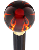 Burst of Flames Red Transparent Round Knob Cane w/ Custom Wood Shaft & Collar Genuine Wenge (+$28.00) Skull Walking Canes Dragon Walking Canes - Tophatter Daily Deals