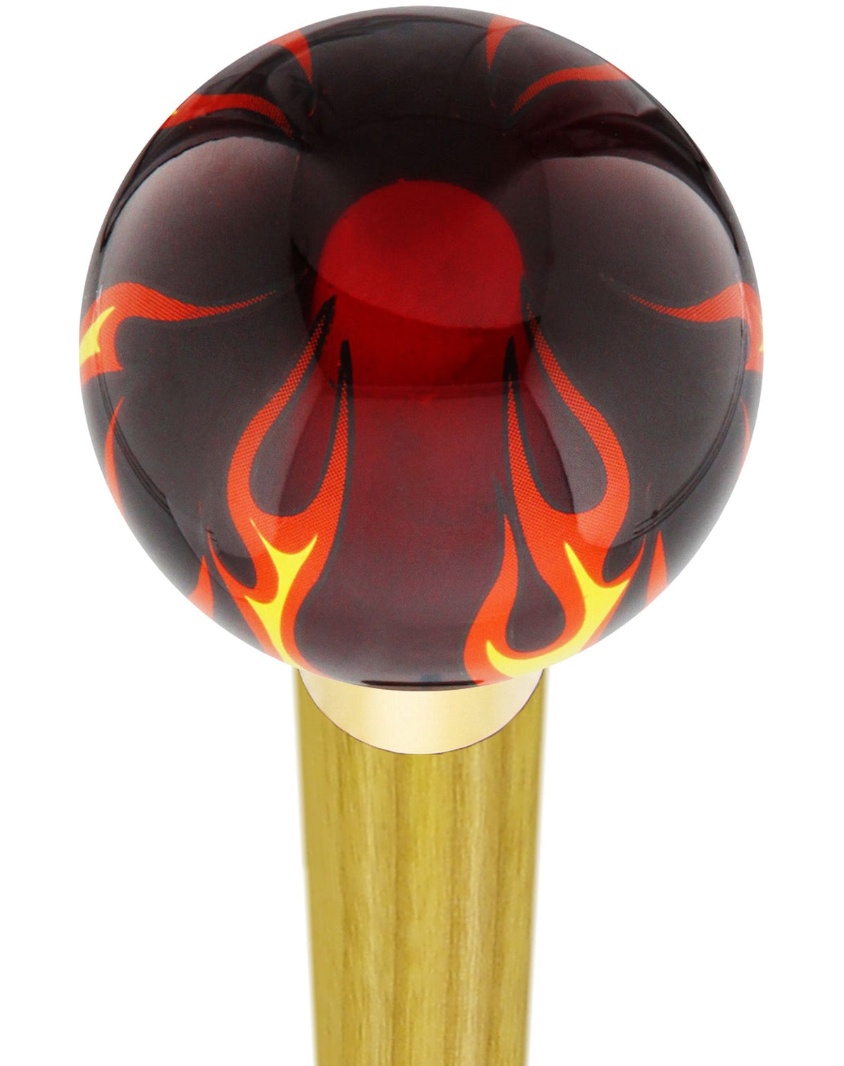Burst of Flames Red Transparent Round Knob Cane w/ Custom Color Ash Shaft & Collar Yellow Skull Walking Canes Dragon Walking Canes - Tophatter Daily Deals
