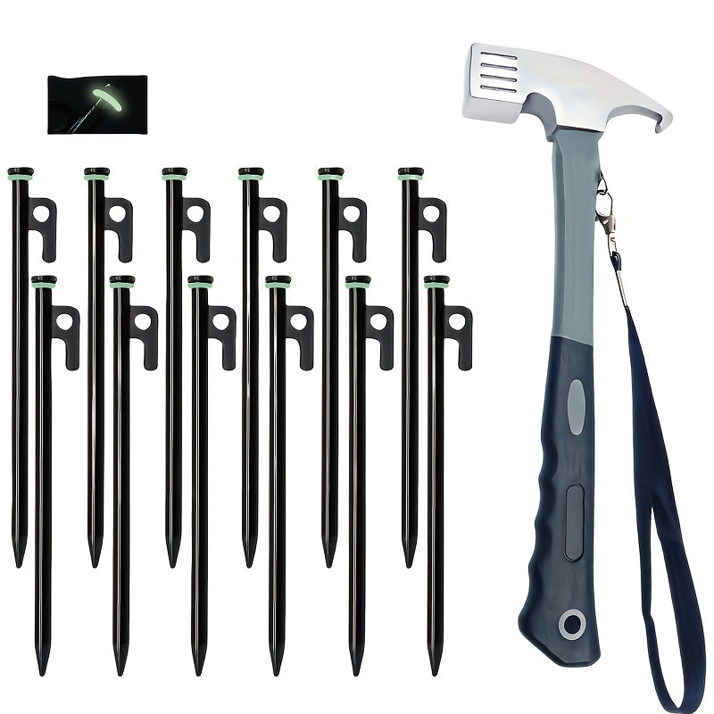Camping Hammer with 12 Tent Pegs Kit Camping & Hiking - Tophatter Daily Deals