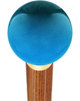 Ocean Blue Metallic Round Knob Cane w/ Custom Wood Shaft & Collar Ash (Brown Espresso) (+$7.00) Ball Clock Handle Walking Canes - Tophatter Daily Deals