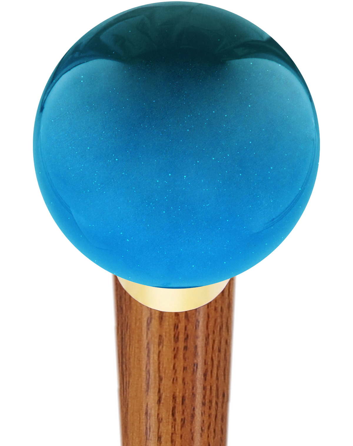 Ocean Blue Metallic Round Knob Cane w/ Custom Wood Shaft & Collar Ash (Brown Espresso) (+$7.00) Ball Clock Handle Walking Canes - Tophatter Daily Deals
