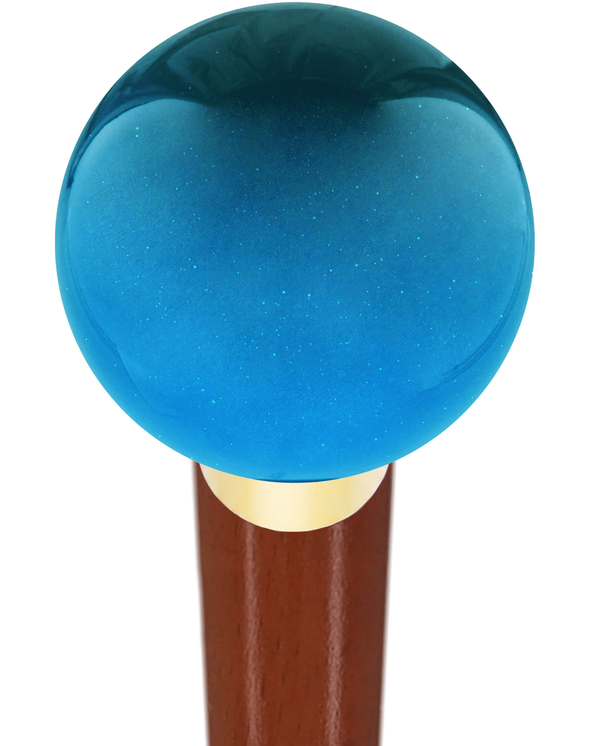 Ocean Blue Metallic Round Knob Cane w/ Custom Wood Shaft & Collar Brown Beechwood Ball Clock Handle Walking Canes - Tophatter Daily Deals