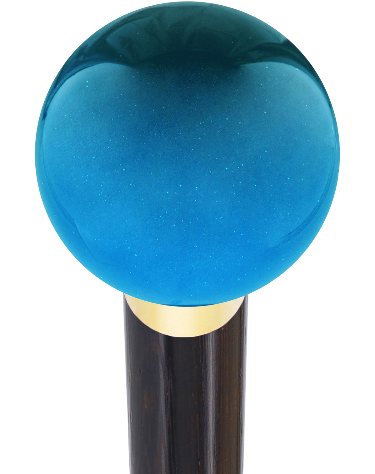 Ocean Blue Metallic Round Knob Cane w/ Custom Wood Shaft & Collar Genuine Wenge (+$28.00) Ball Clock Handle Walking Canes - Tophatter Daily Deals