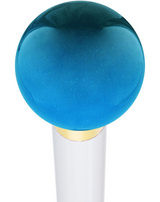 Ocean Blue Metallic Round Knob Cane w/ Custom Wood Shaft & Collar White Beechwood Ball Clock Handle Walking Canes - Tophatter Daily Deals