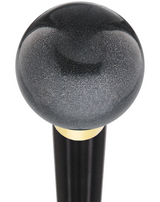 Carbon Graphite Knob Cane - Personalize Wood Shaft & Collar Black Beechwood Ball Clock Handle Walking Canes - Tophatter Daily Deals
