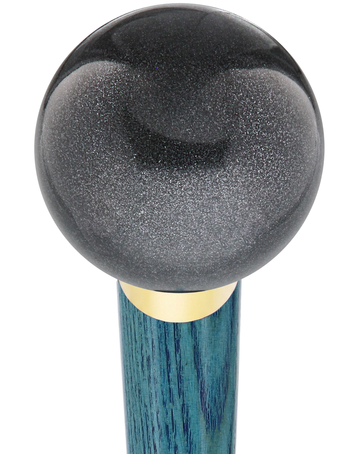 Carbon Graphite Round Knob Cane w/ Custom Color Ash Shaft & Collar Blue Ball Clock Handle Walking Canes - Tophatter Daily Deals