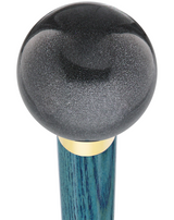 Carbon Graphite Round Knob Cane w/ Custom Color Ash Shaft & Collar Blue Ball Clock Handle Walking Canes - Tophatter Daily Deals