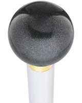 Carbon Graphite Knob Cane - Personalize Wood Shaft & Collar White Beechwood Ball Clock Handle Walking Canes - Tophatter Daily Deals