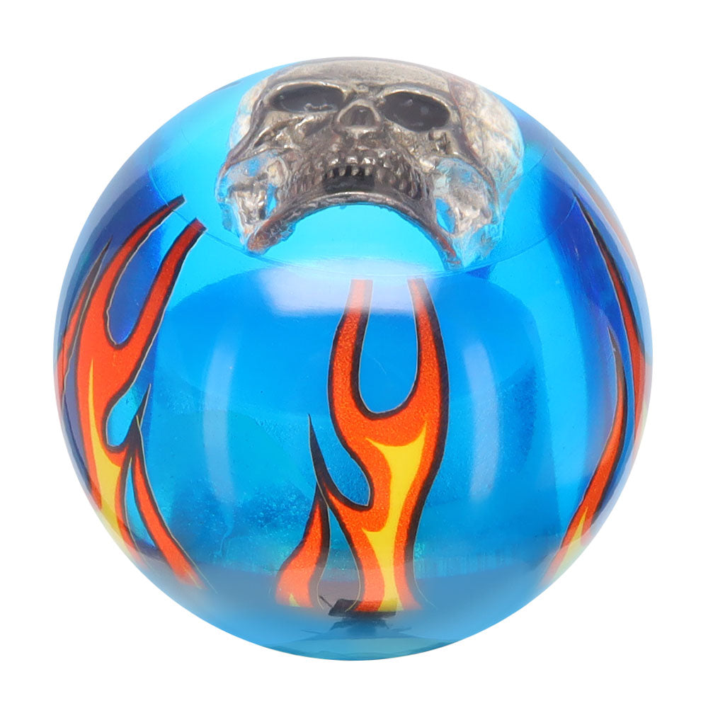 Blue Flame with Skull Round Knob Cane w/ Custom Color Ash Shaft & Collar Billiard Walking Sticks - Tophatter Daily Deals