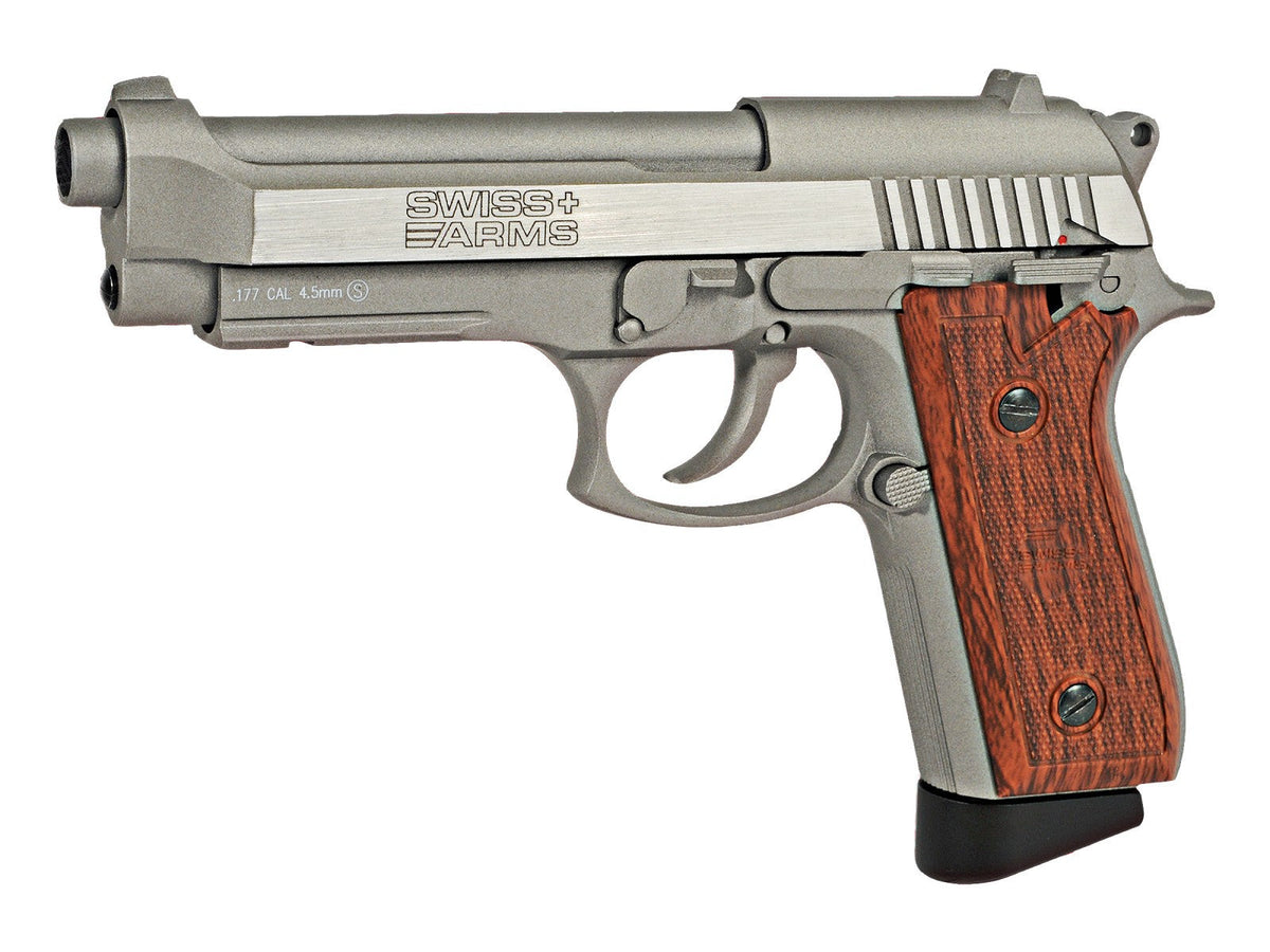 Swiss Arms SA92 CO2 Stainless Pistol, Brown Grips - Tophatter Daily Deals