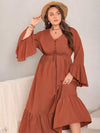 Plus Size V-Neck Flare Sleeve Maxi Dress Casual Dresses - Tophatter Daily Deals