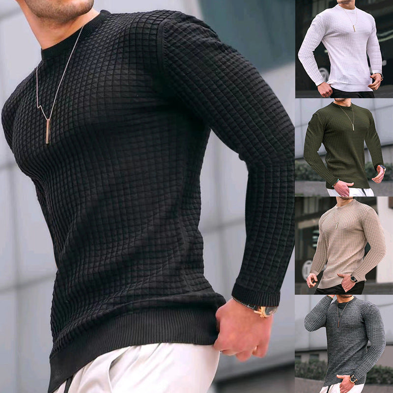 Lightweight Men’s Crew Pullover - Waffle Knit Cotton 3D Changing Face Moving Picture Frame - Tophatter Daily Deals
