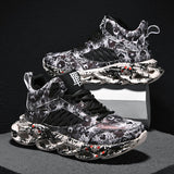 Basketball shoes men trend camouflage graffiti hand drawn Black 0 - Tophatter Daily Deals