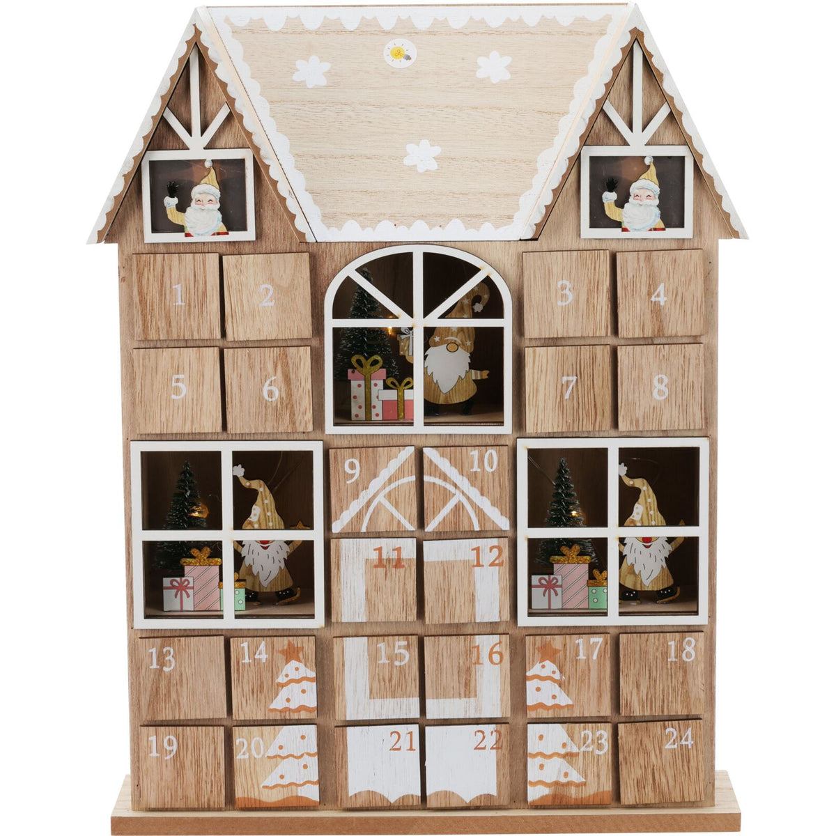 Wooden House Advent Calendar with 24 Drawers and LED Lights | Christmas Calendar Advent Calendar - Tophatter Daily Deals