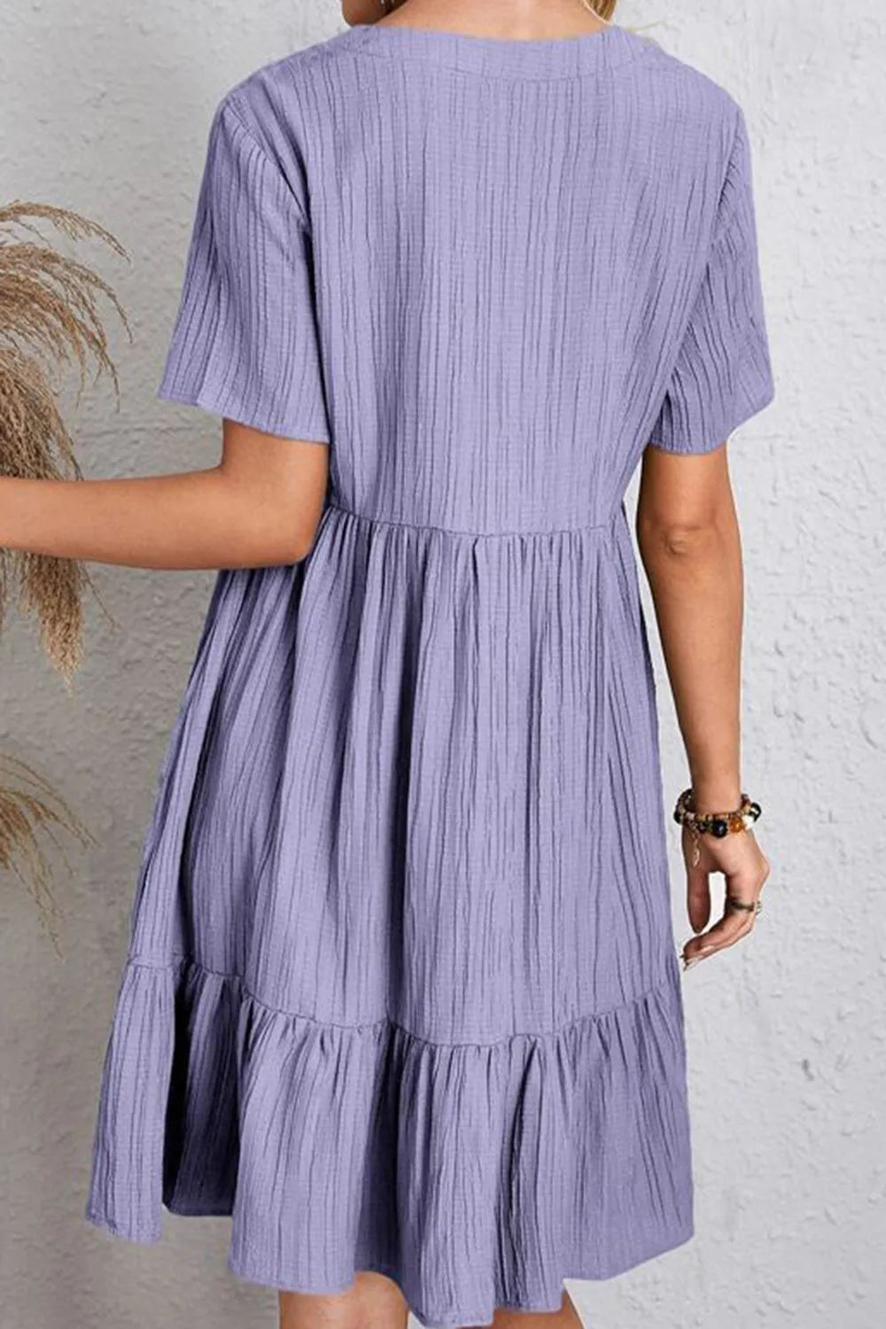 Full Size Ruched V-Neck Short Sleeve Dress Casual Dresses - Tophatter Daily Deals