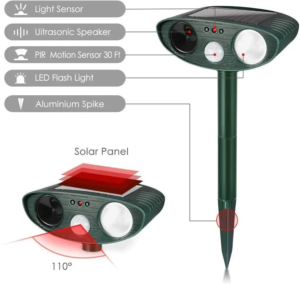 Ultrasonic Chipmunk Repeller Solar Garden Pest Deterrent - Tophatter Daily Deals