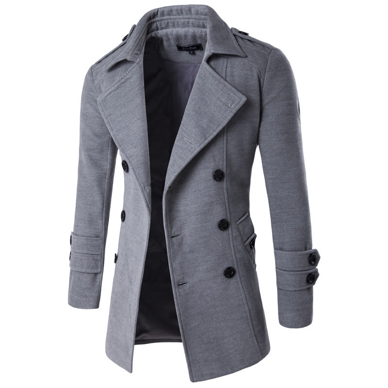 Warm Men's Peacoat - Double Breasted, Woolen Feel, Winter 3D Changing Face Moving Picture Frame - Tophatter Daily Deals