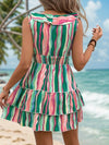 Layered Ruffled Printed Sleeveless Mini Dress Casual Dresses - Tophatter Daily Deals