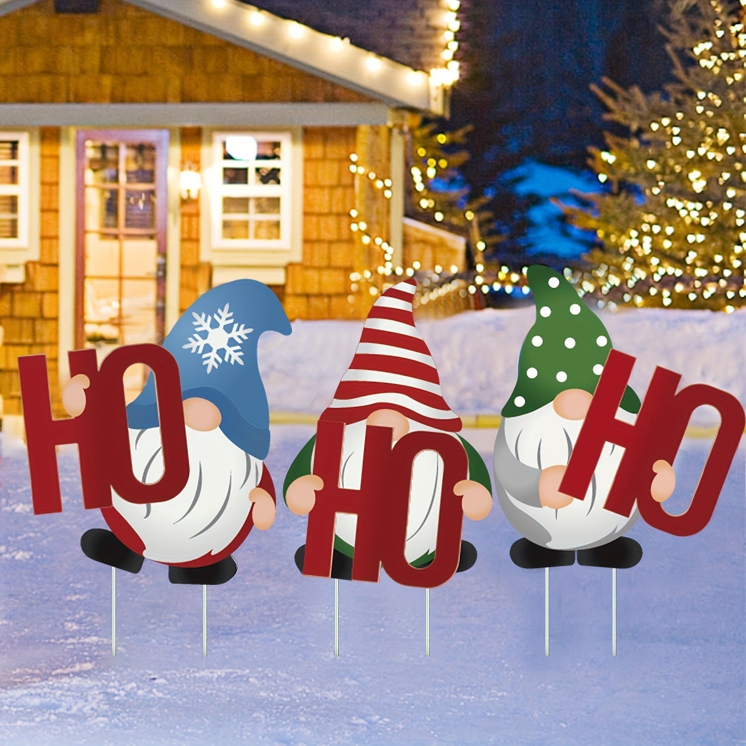 Gnome Outdoor Decoration Set Plastic Lawn Statues (3pcs) Christmas - Tophatter Daily Deals