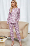 Tie-Dye Long Sleeve Top and Drawstring Joggers Lounge Set Lilac Loungewear Sets - Tophatter Daily Deals