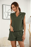 Sleeveless Top & Shorts Set Army Green Loungewear Sets - Tophatter Daily Deals