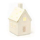 White Ceramic LED House | Light Up Christmas Ornament | Christmas Village Decor - 14cm LED Light - Tophatter Daily Deals