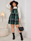 Plus Size Plaid Wide Strap Overall Dress Casual Dresses - Tophatter Daily Deals