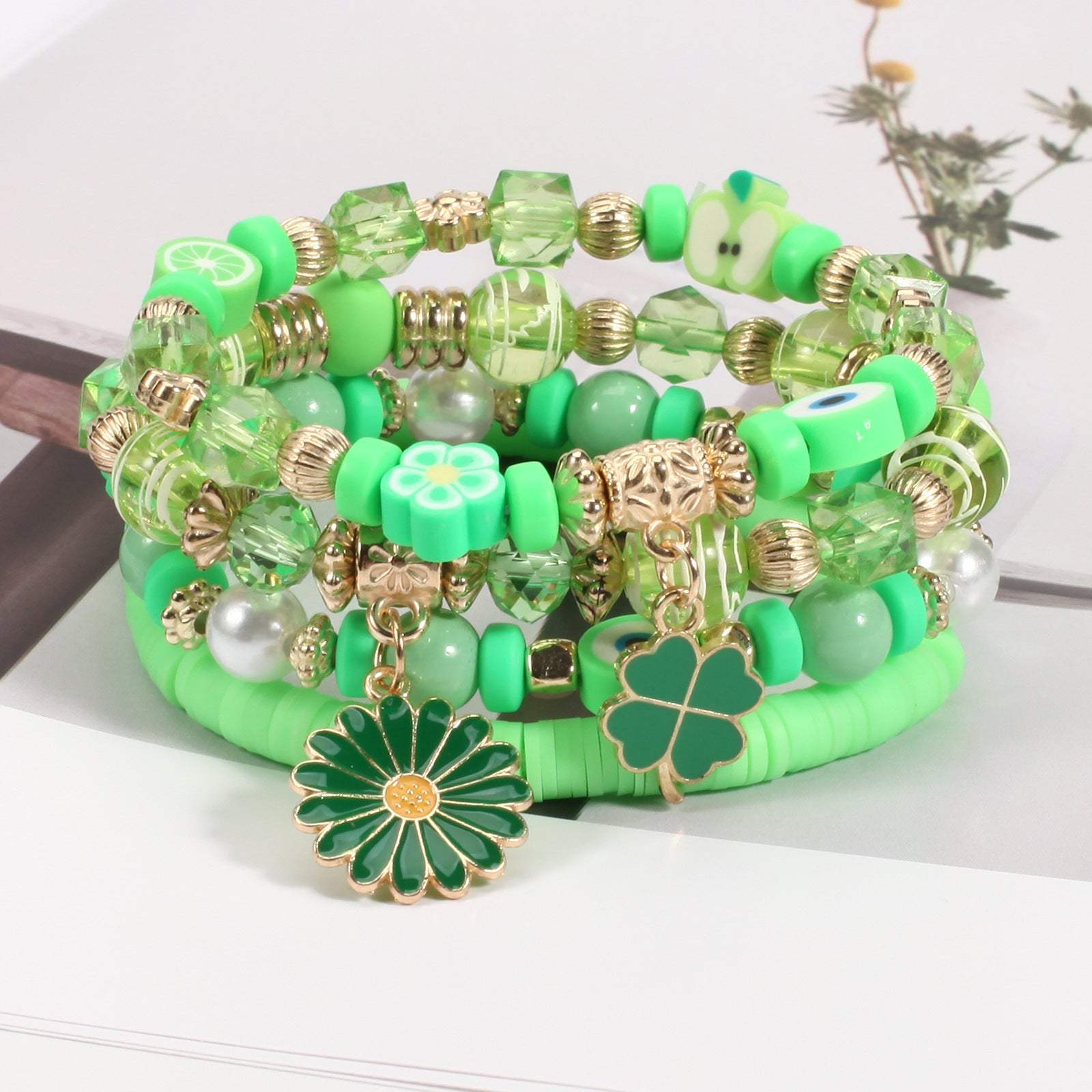 Beaded Soft Pottery Charm Bracelet Bracelets - Tophatter Daily Deals