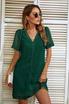 Lace Detail V-Neck Short Sleeve Dress Casual Dresses - Tophatter Daily Deals