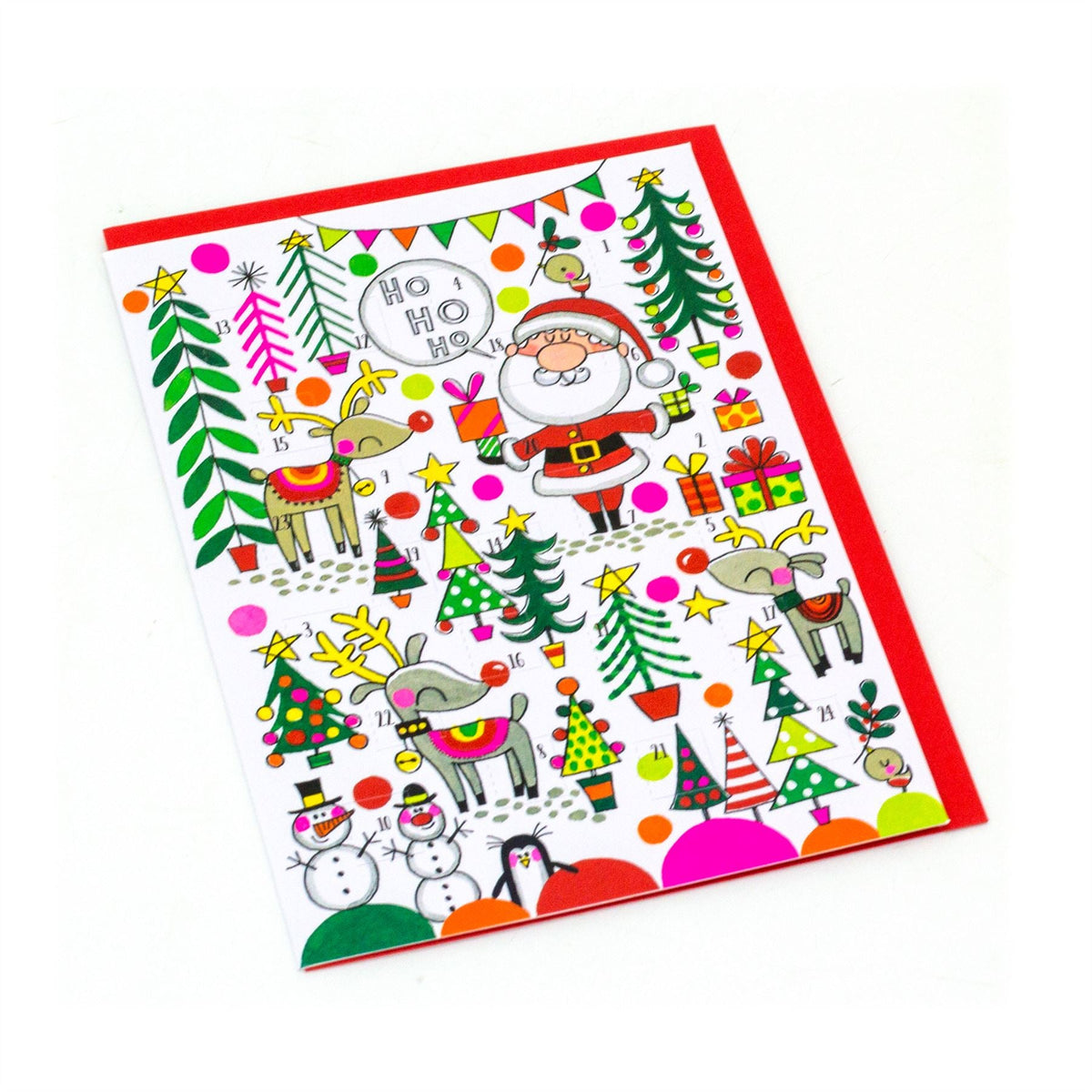 Santa & Reindeer - Christmas Advent Calendar Greetings Card & Envelope Advent Calendar - Tophatter Daily Deals