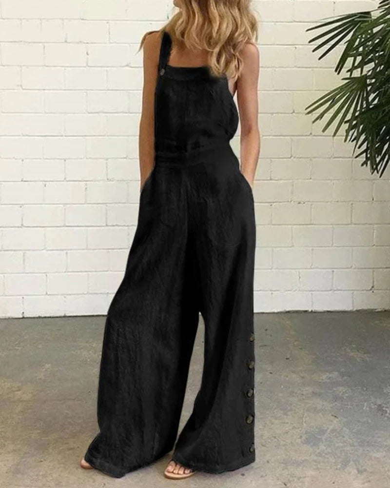 Wide Leg Bib Pants Rompers Black Jumpsuits & Rompers - Tophatter Daily Deals