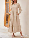 Round Neck Lantern Sleeve Ruffle Hem Dress Casual Dresses - Tophatter Daily Deals