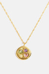 Inlaid Zircon Pendant Stainless Steel Necklace Round Gold One Size Necklaces - Tophatter Daily Deals