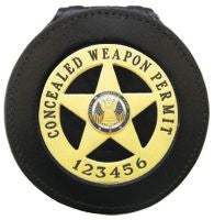 BBR-3 - Custom Cut Leather Belt Badge Holder - Tophatter's Weapons'N'Deals Badge Holders - Tophatter Daily Deals