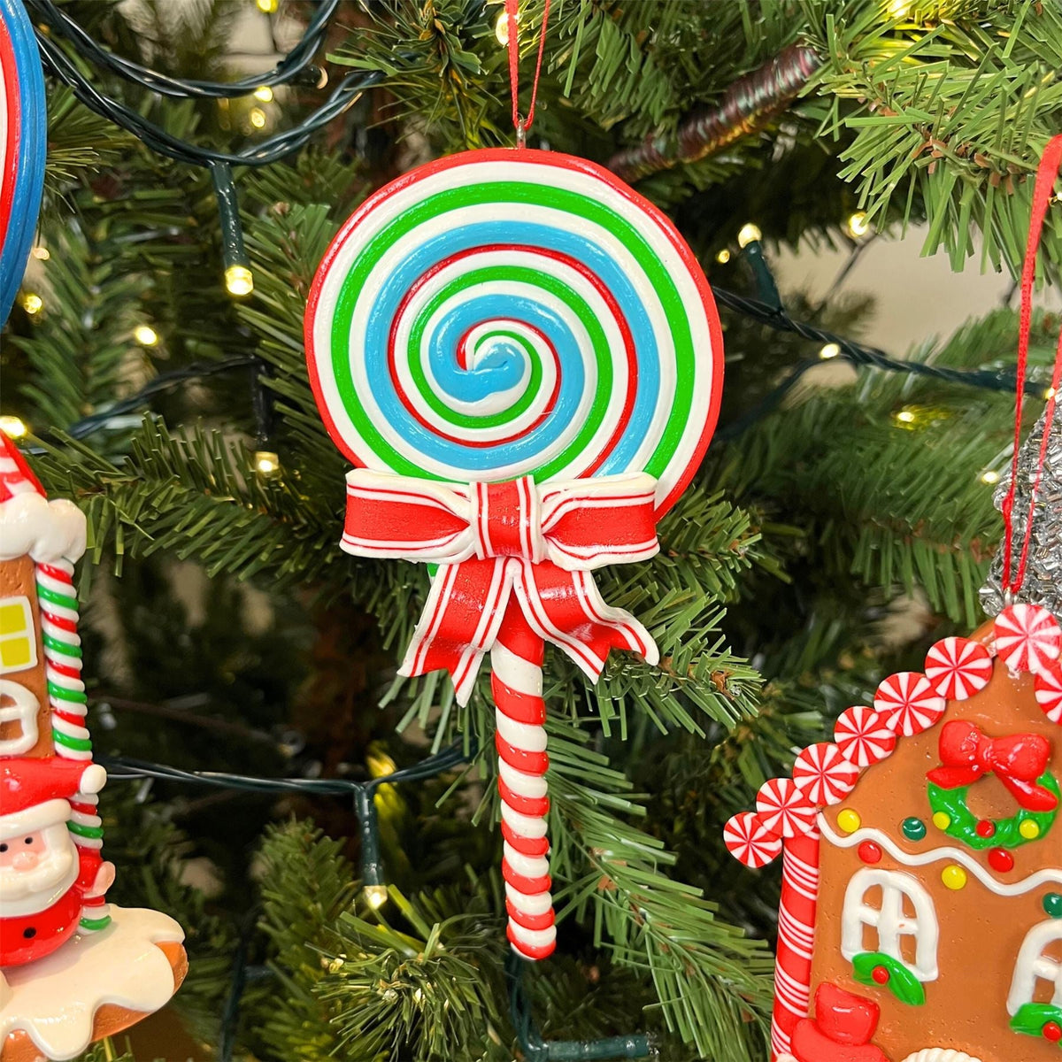 Lollipop Christmas Bauble | Candy Cane Lolly Christmas Tree Ornament - 16cm Baubles - Tophatter Daily Deals