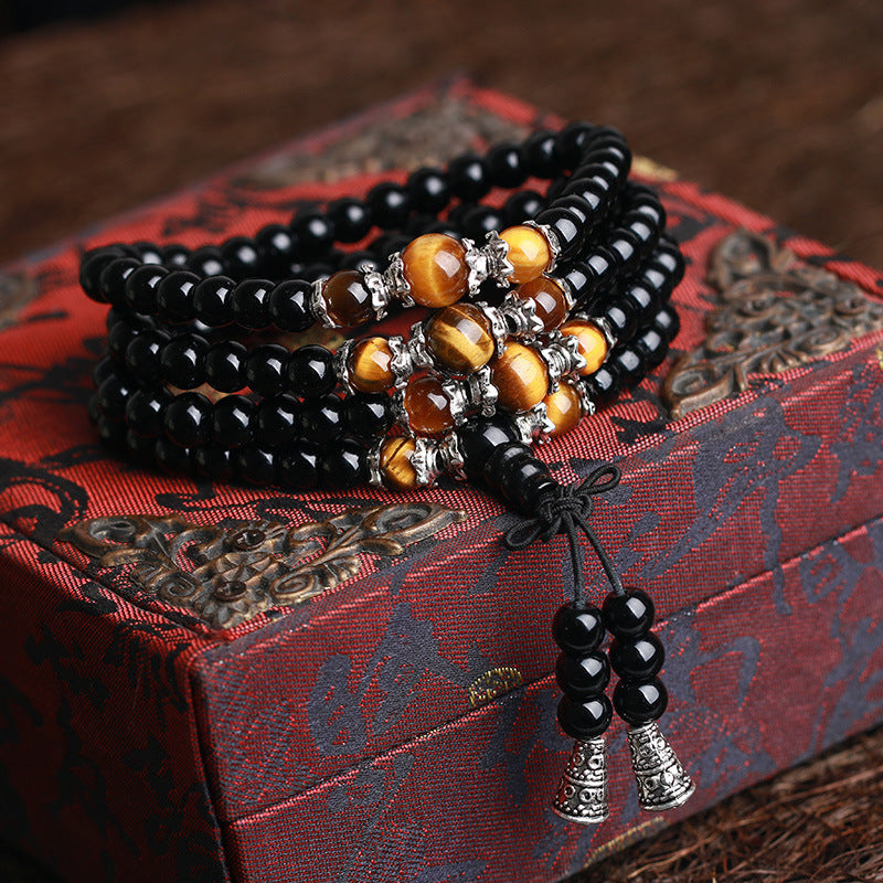 Black Agate Bracelet Men And Women Multi-Circle Fashion 108 Beads Bracelet With Tiger's Eye Red Agate Tiger Eye Stone1pc 8mm 0 - Tophatter Daily Deals