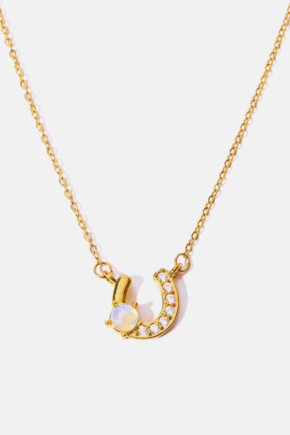 Horseshoe Shape Copper 14K Gold Plated Pendant Necklace Necklaces - Tophatter Daily Deals