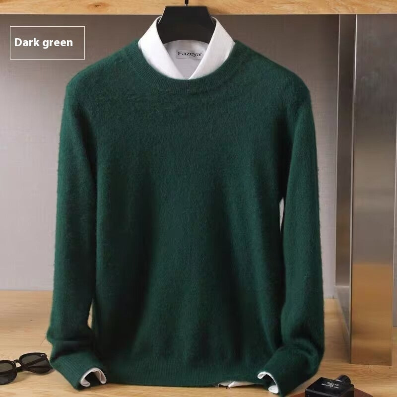 Soft Relaxed Men's Crewneck Sweater - Oversized Knit Dark Green 3D Changing Face Moving Picture Frame - Tophatter Daily Deals