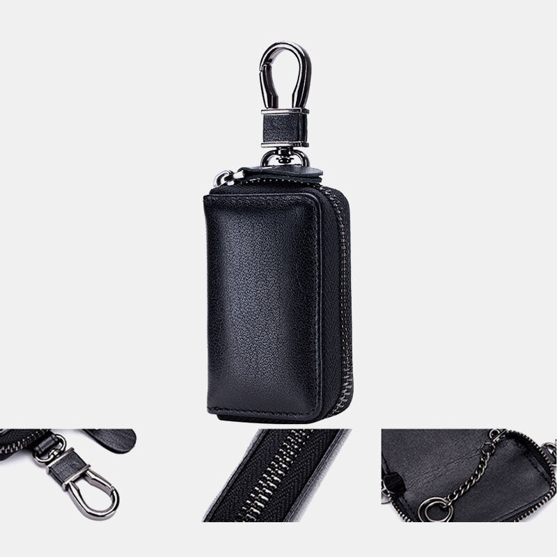 Men Genuine Leather Retro Mini Key Case Bag Large Capcity Fashion Car Key Keychain Wallet Men Bags - Tophatter Daily Deals