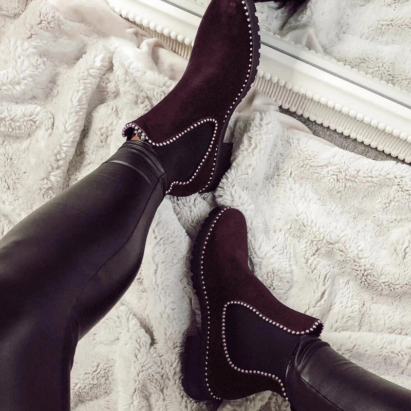 Beaded thick hard plus size women's boots 0 - Tophatter Daily Deals