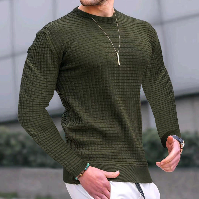 Lightweight Men’s Crew Pullover - Waffle Knit Cotton Army green 3D Changing Face Moving Picture Frame - Tophatter Daily Deals