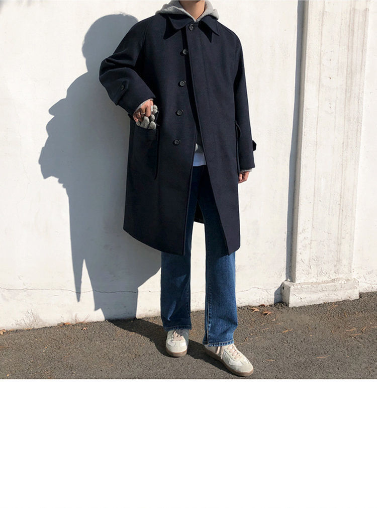 Oversized Men's Trench Coat - Relaxed Woolen, Autumn 3D Changing Face Moving Picture Frame - Tophatter Daily Deals