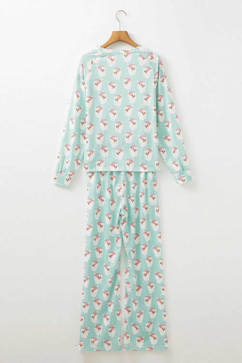 Green Santa Claus Striped Print Loose Fit Two Piece Lounge Set Loungewear & Sleepwear/Loungewear - Tophatter Daily Deals