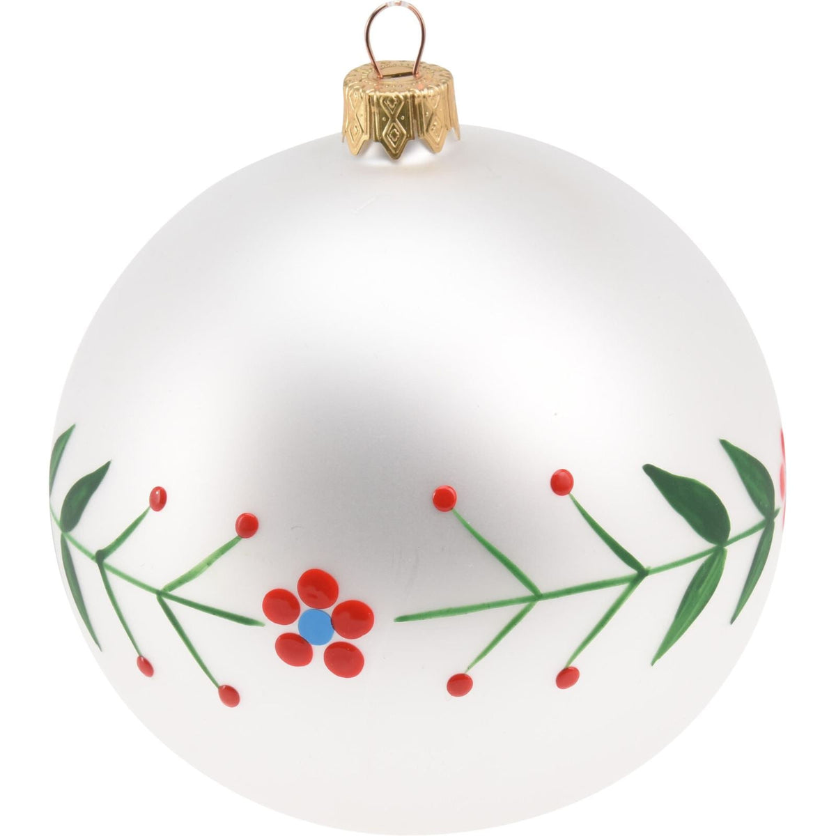 White Floral Christmas Bauble | Flower Christmas Tree Hanging Ornament - 8cm Baubles - Tophatter Daily Deals